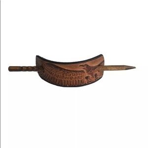 VINTAGE Tooled Leather Eagle Hair Accessory Stocking Stuffer
